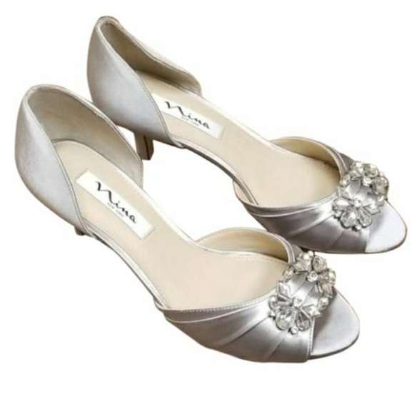 Nina Charisa Silver Satin Shoes - Picture 4 of 7